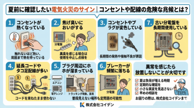 夏前に確認したい電気火災のサイン｜コンセントや配線の危険な兆候とは？