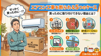 エアコン工事を断られる5つのケース｜買ったのに取り付けできない理由とは？